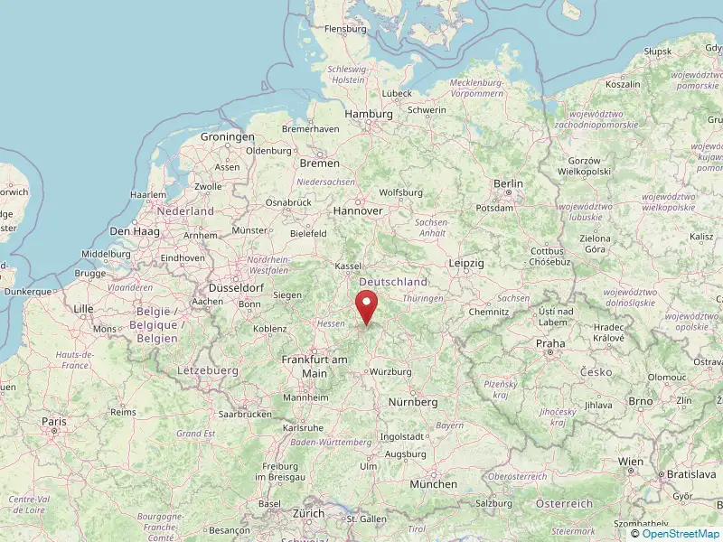 Map showing the location of the Wasserkuppe in the Rhön
