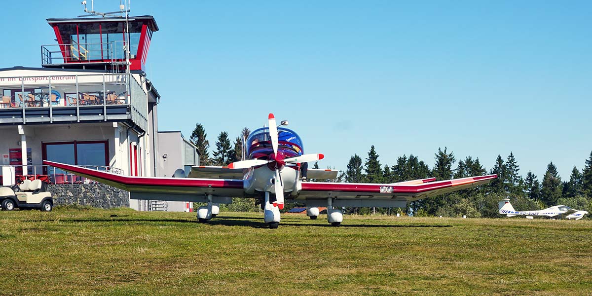 Light aircraft in flight over the Rhön